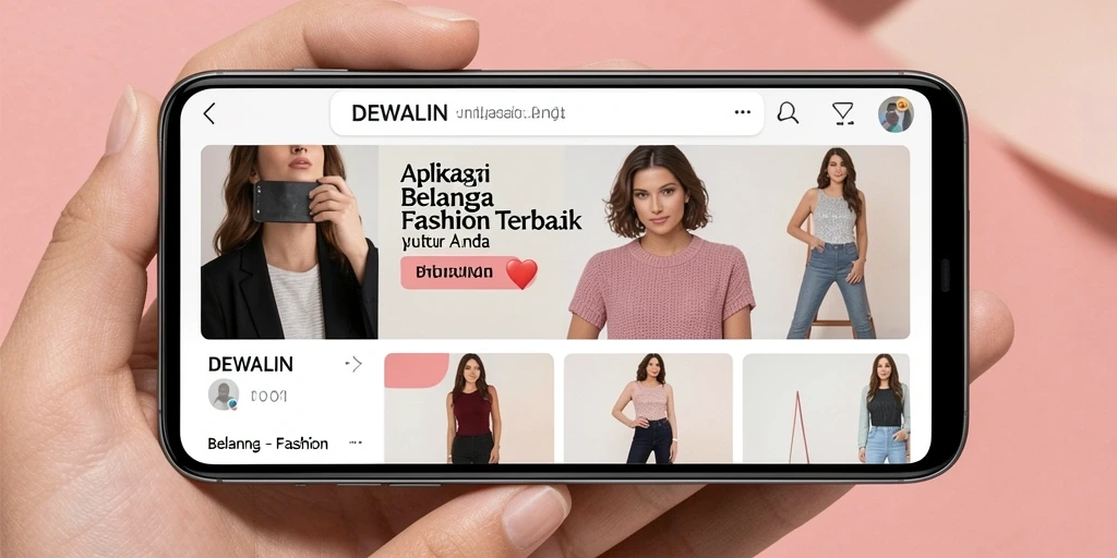 Tampilan antarmuka aplikasi DEWALIN untuk belanja fashion yang user-friendly.