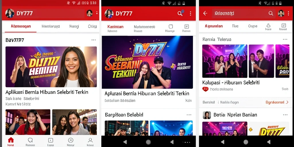 Antarmuka menarik dengan berita hiburan selebriti terbaru.