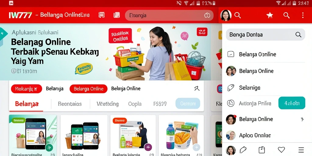 Screenshot utama IW777 menampilkan antarmuka belanja yang sederhana dan ramah pengguna.