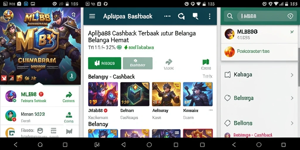 Antarmuka MLBB8 menampilkan berbagai penawaran cashback menarik.