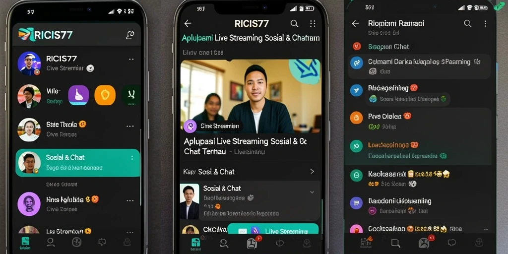 Antarmuka RICIS77 menampilkan fitur Live Streaming yang menarik.