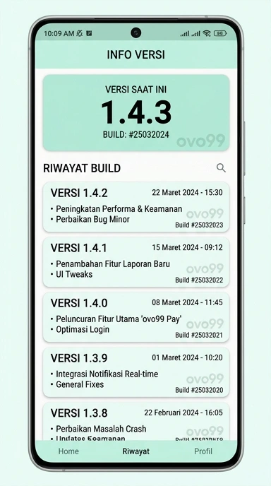 Tampilan riwayat versi ovo99
